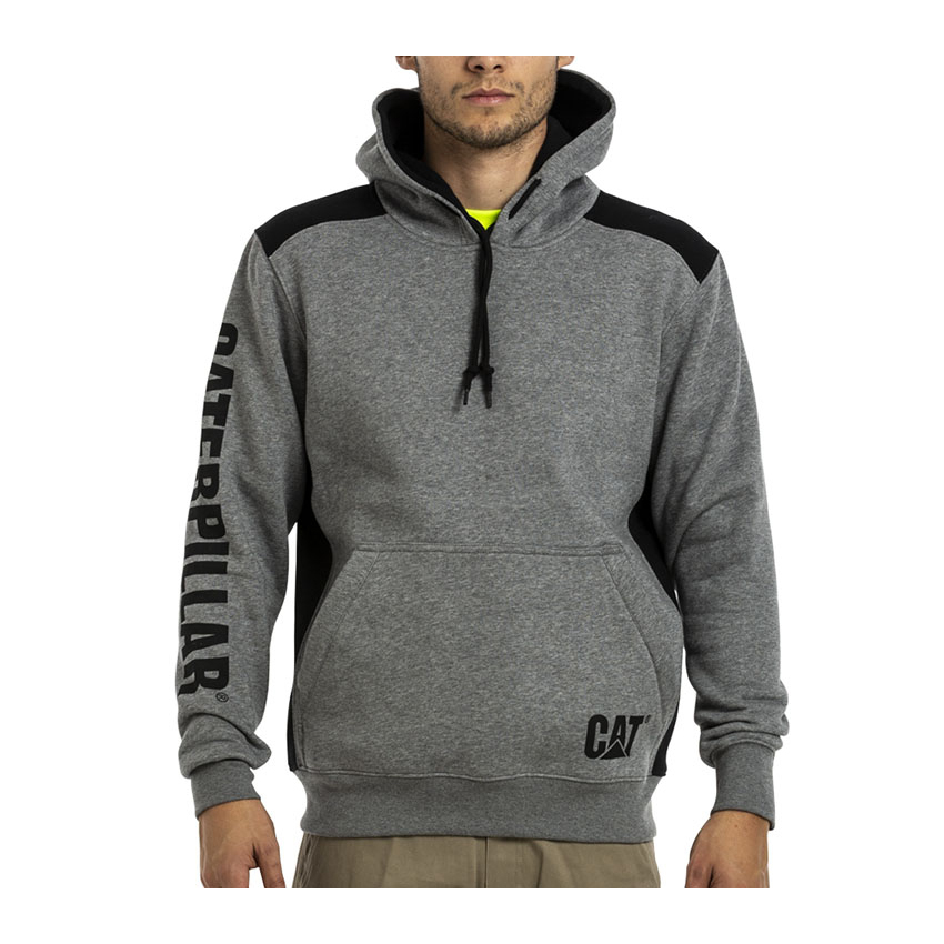 Caterpillar Logo Panel Met Capuchon Sweat Hoodies Heren Donkergrijs | NL-1607