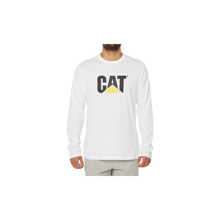 Caterpillar Original Fit Ls Logo T-Shirts Heren Wit | NL-6012