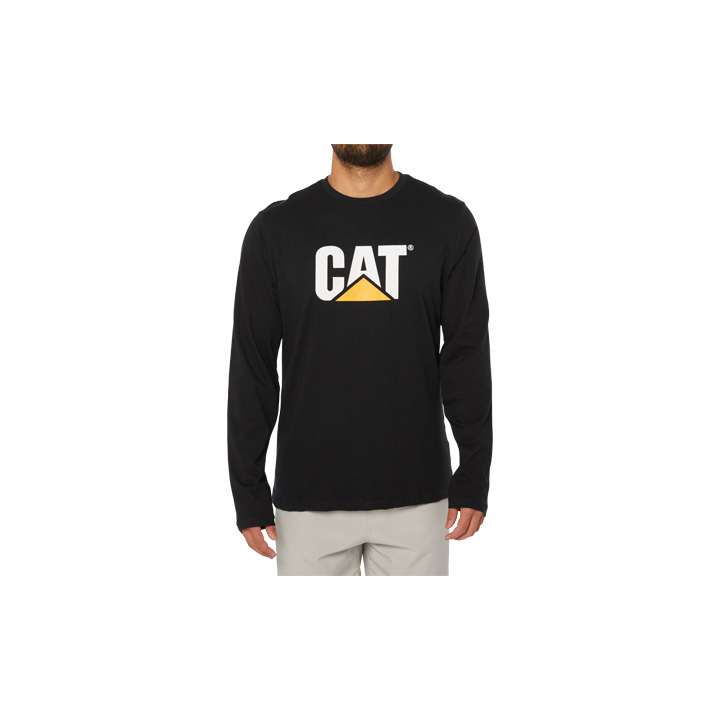 Caterpillar Original Fit Ls Logo T-Shirts Heren Zwart | NL-8591